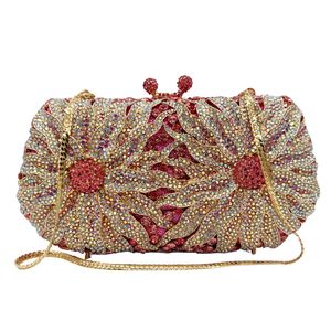 Bolso de mano floral con diamantes de imitación para mujer, con correa de cadena, forro de satén, diseño brillante para ocasiones especiales - Product Image 3
