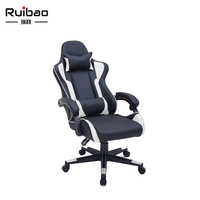 Fauteuil de jeu inclinable et pivotant ergonomique en similicuir PU avec éclairage RGB et accoudoirs articulés