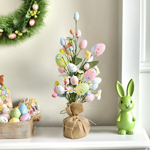 Ramas Decorativas con Hojas Verdes y Huevos de Pascua Simulados, Adornos Solares para Decoración de Escenas, Venta al Por Mayor - Product Image 3