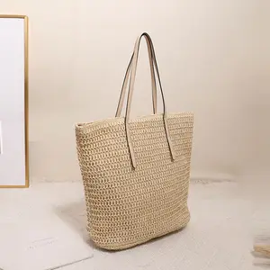 बड़ी क्षमता वाला स्ट्रॉ बैग टोट अनुकूलित स्ट्रॉ बुना डिजाइनर बीच बैग हस्तनिर्मित क्रोकेट लक्जरी डिजाइन बैग