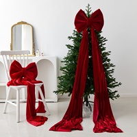 Lazo de Terciopelo de 40 cm de Ancho con Cola Larga, Lazo Navideño Hecho a Mano de Alta Calidad para Decoración de Puerta Principal, Ventanas y Paredes de Bodas
