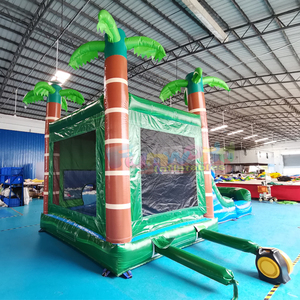 Outdoor kids party tropical themed commercial inflatable combo water slide with <b>bounce</b> house - Product Image 2