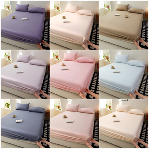 Housse de lit en coton pur tissé couleur unie, style minimaliste, 60 fils, 200TC, écologique, toutes saisons, double/simple - Product Image 6