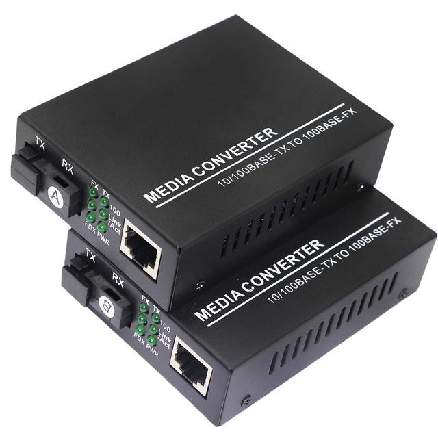 Fiber Ethernet Media Converter Single-Mode 10/100Base-TX to 100Base-FX RJ45 to SC Fiber Transceiver up 25KM FTTH Metal Housing