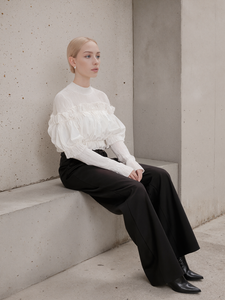 <span class=keywords><strong>Pantaloni</strong></span> eleganti da ufficio eleganti a vita alta <span class=keywords><strong>neri</strong></span> con chiusura a Zip adatti - Product Image 2