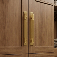 Poignée droite DoorShine pour réfrigérateur, armoire, placard – Poignée de tirage professionnelle en laiton moleté pour réfrigérateur, bouton de porte intérieur en cuivre doré