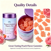 SYC BIO Gommes Probiotiques pour Femmes à l'Orme Rouge – Soutien Naturel de l'Équilibre Microbiotique – 60 Unités Saveur Pêche – Vente en Gros