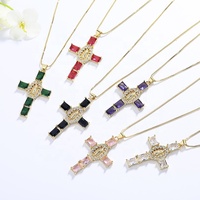 Collier pendentif croix en zircon plaqué or 18 carats de haute qualité, simple et tendance, pour femmes, fournisseur de mode chrétienne