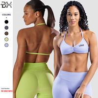 Débardeur court plissé pour femme de haute qualité, respirant, avec col halter et soutien-gorge de sport intégré, idéal pour le Pilates