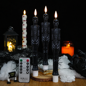 Mini bougies LED Halloween en forme de crâne et de citrouille, empilables, décorations gothiques effrayantes pour fêtes, remplisseurs de paniers de mariage, cadeaux d'automne pour les fêtes - Product Image 1