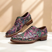 Les Trois Loyautés de Taoyuan - Chaussures Formelles Traditionnelles Chinoises pour Hommes en Cuir Véritable d'Alligator Peintes à la Main