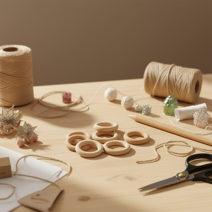 Anelli in legno Ilan 35 mm 8 pezzi per artigianato e decorazioni - Product Image 2