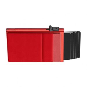 Nhà máy tùy chỉnh giá rẻ Giá bán buôn cổ điển nhôm + PU Da thẻ tín dụng Wallet Organizer với clip đóng cửa - Product Image 4