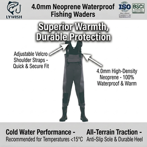 LYWISH Waders de Pêche 100% Imperméables en Néoprène de 4 mm pour Hommes, Cuissardes de Poitrine avec Bottes PVC pour la Chasse et la Pêche - Product Image 4