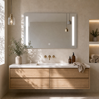 Miroir mural intelligent de salle de bain pour hôtel, moderne et luxueux, étanche IP44, anti-buée, avec éclairage LED