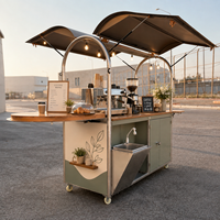 Chariot à boissons mobile personnalisé entièrement fermé et verrouillable, kiosque extérieur pour jus et café avec roues pour les stands de vente de nourriture de rue