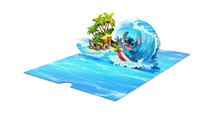3D <b>Pop</b> <b>Up</b> Stitch Surfing <b>Card</b> D.i.s.n.e.y Lilo & Stitch Ocean Wave Birthday Greeting <b>Card</b> Wholesale - Product Image 3