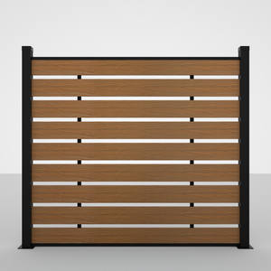 Panneaux de clôture horizontaux modulaires 3D modernes en aluminium <span class=keywords><strong>et</strong></span> métal, traitement naturel enduit du cadre WPC pour faciliter la maison <span class=keywords><strong>et</strong></span> le jardin extérieur - Product Image 2