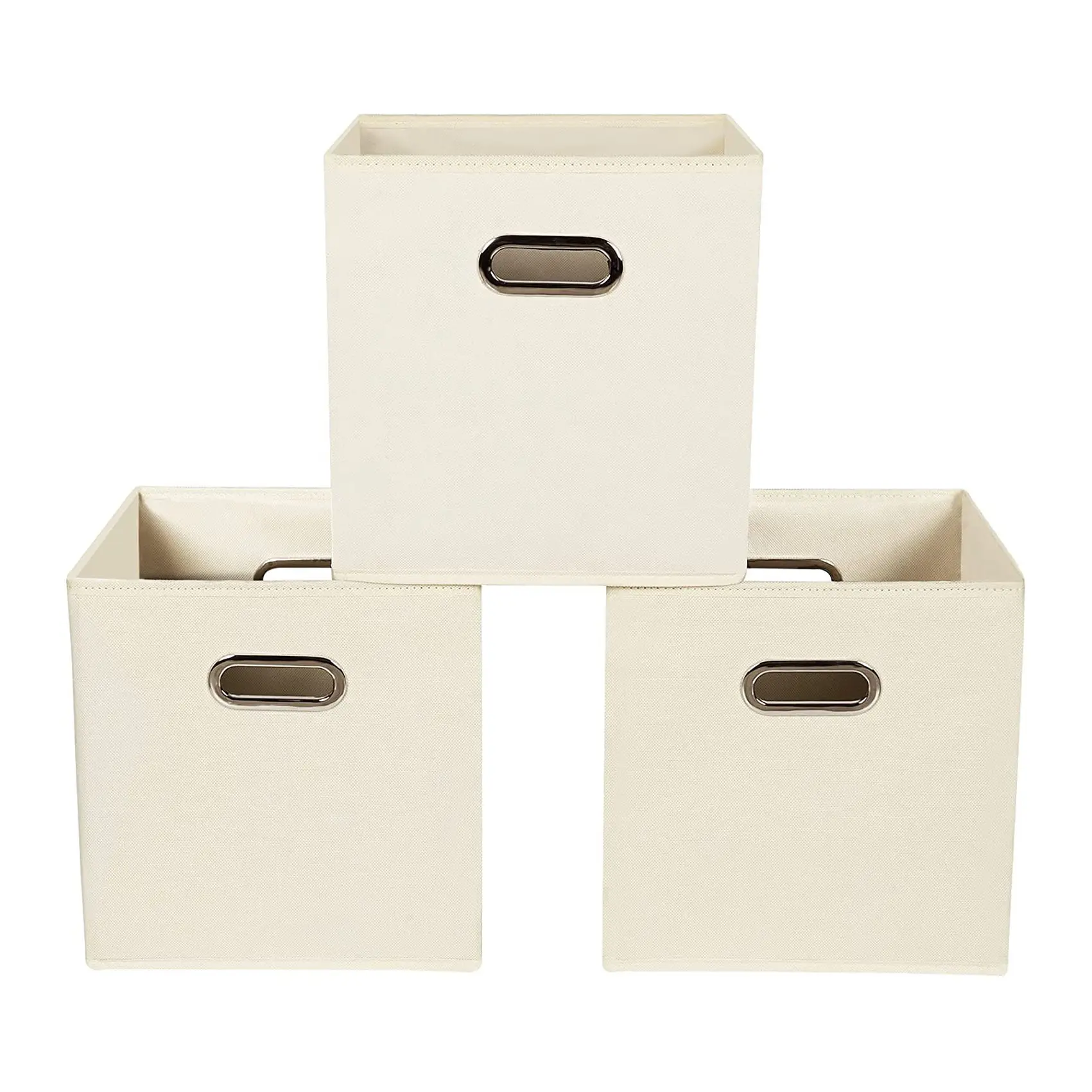 Bacs de rangement pliables en tissu pour la maison, Cubes à jouets avec poignées, en ivoire, 50 pièces