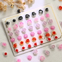 Kit de 24 grilles de breloques pour ongles en forme de rose, couleurs assorties, en résine 3D, fleurs roses/rouges/noires, décorations d'ongles à dos plat, fournitures pour ongles en forme de rose