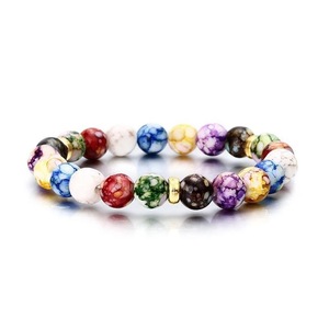 Bracelet coloré Yoga Balance Energy perles <span class=keywords><strong>pierre</strong></span> volcanique bracelet femme chaîne bracelet pour enfants - Product Image 5