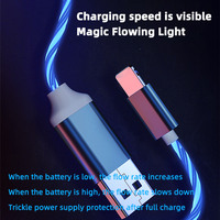 Pengisi daya ponsel lampu LED, kabel Data USB 7 warna Rgb pengisian daya sangat cepat cocok untuk ponsel