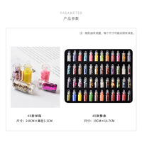 Ensemble de 48 couleurs de paillettes pour nail art en flacon de verre, poudre scintillante, paillettes hexagonales, style caviar