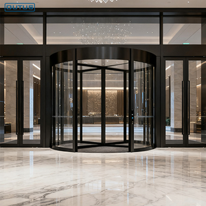 דלת כניסה מסתובבת אוטומטית, חסכונית באנרגיה, אטומה למזג אוויר, עם פרופיל אלומיניום וזכוכית בטיחותית, לבניין מסחרי, מתוצרת OUTUS - Product Image 2