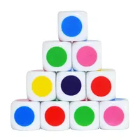 Dados Acrílicos Blancos D6 de 16 mm con Temática Matemática Educativa Personalizables al por Mayor, con Puntos de Colores para Entusiastas de los Juegos y Organizadores de Eventos