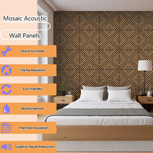 Panneau acoustique en bois géométrique 3D breveté 60x60cm finition chêne avec rainures pour décoration murale insonorisante Panneau mural acoustique en bois - Product Image 3