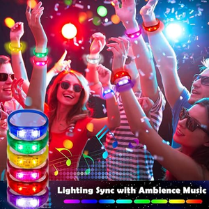Bracelets LED personnalisés en silicone qui brillent dans le noir, avec commande vocale, clignotants et activés par le son, pour les fêtes - Product Image 5