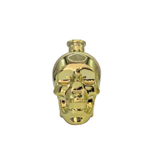 Bouteille à liqueur en verre fantaisie vide de 750 ml en forme de visage avec bouchon doré électrolytique personnalisé pour whisky, <span class=keywords><strong>tequila</strong></span>, vodka – Vente en gros - Product Image 4