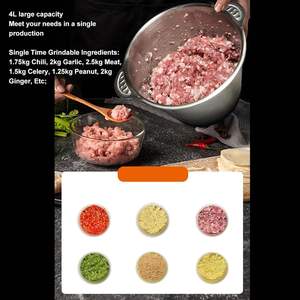 Picadora de Carne Grande de Acero Inoxidable de 3L para el Hogar, Picadoras de Carne Automáticas para Cocina, Máquina Rebanadora de Carne - Product Image 3