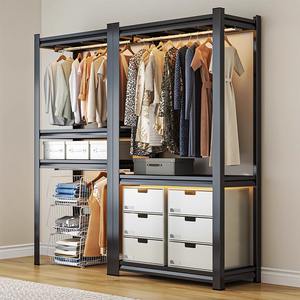 <span class=keywords><strong>Armario</strong></span> Plegable Convertible de Acero con 3 Estantes, Perchero para Dormitorio, Resistente al Polvo, Tela Gruesa, Estilo Minimalista para el Hogar - Product Image 4