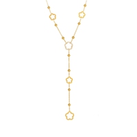 Collier en acier inoxydable plaqué or à cinq fleurs double face, chaîne transfrontalière, collier en forme de Y avec pampilles, accessoire