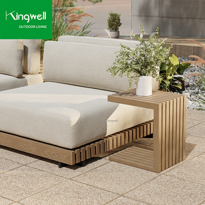 Canapés de jardin en teck modernes, 8 ensembles, <span class=keywords><strong>canapé</strong></span> en bois massif avec tissu, sectionnel <span class=keywords><strong>pour</strong></span> salon, parc, vente en gros disponible - Product Image 4