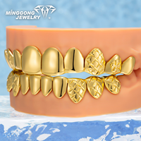 Grillz personnalisés en argent massif S925, motif gravé taillé diamant, pour dents supérieures et inférieures, style Hip Hop, bijoux de rappeur