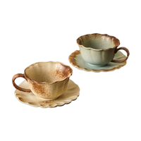 Ensemble de tasses à café en porcelaine rétro de luxe pour le petit-déjeuner avec plateau, passe au micro-ondes et au lave-vaisselle, durable pour la rentrée scolaire