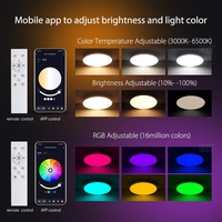 Plafonnier LED Intelligent d'Intérieur Design Moderne Rond 12 pouces 20W Couleurs RVB Chambre à Coucher avec Télécommande LED Encastré