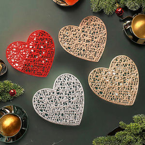 Ychon 经典耐用防滑 PVC 心形餐垫 易于使用 隔热厨房垫 - Product Image 4