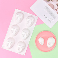Moule à gâteau en silicone à 6 cavités en forme de lapin mignon, moule à mousse en silicone de qualité alimentaire, vente en gros directe d'usine