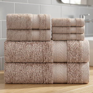 Ensemble de serviettes de bain en coton biologique ultra doux de couleur unie, tissu éponge, rectangulaire, tissé, taille adulte, qualité hôtelière - Product Image 1