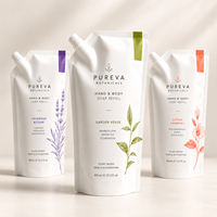 Pochette Doypack personnalisée imprimée avec bec verseur et poignée pour emballage de recharge de savon liquide, shampoing, lotion, détergent