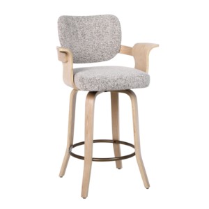 모던 디자인 패브릭 커버 카운터 높이 바 스툴 회전 의자 나무 팔걸이 다리 식당 침실 야외 거실용 - Product Image 1