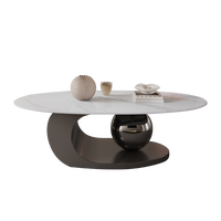 Table basse moderne minimaliste en pierre frittée blanche avec support en acier inoxydable pour salon