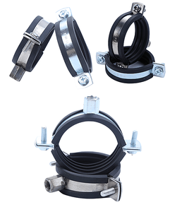 Abrazadera de tubo de dos tornillos chapada en zinc de acero galvanizado con perchas de anillo dividido forradas de caucho EPDM - Product Image 5