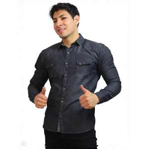 Camicia da uomo a manica lunga in Denim Casual con tasche formali moda tropicale Sexy stile gentiluomo regolabile da spiaggia Stretch sottile Fi - Product Image 2