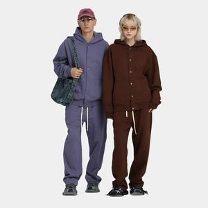 2025 Autumn Winter New American Style Loose 510g Eco-Friendly Windproof Heart Pattern Trendy Brand Button <b>Sweatshirt</b> Hoodie - Product Image 3