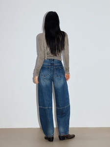 YUANBOFEI <span class=keywords><strong>Jeans</strong></span> Anchos de Mezclilla Lavada para Mujer, Estilo Baggy, Corte Bootcut, Retro, Curvos, para Uso Diario - Product Image 2