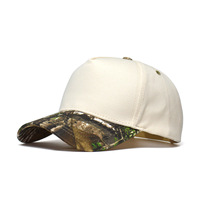 Casquette de baseball 5 panneaux entièrement personnalisée avec broderie 3D, couleur beige crème, casquette de baseball style A-frame, casquette de sport camouflage pour l'extérieur, prix d'usine